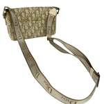 Christian Dior Beige Leather Trim Trotter Floral Embroidered Flap Bag