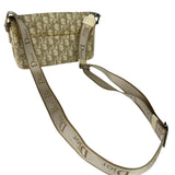 Christian Dior Beige Leather Trim Trotter Floral Embroidered Flap Bag