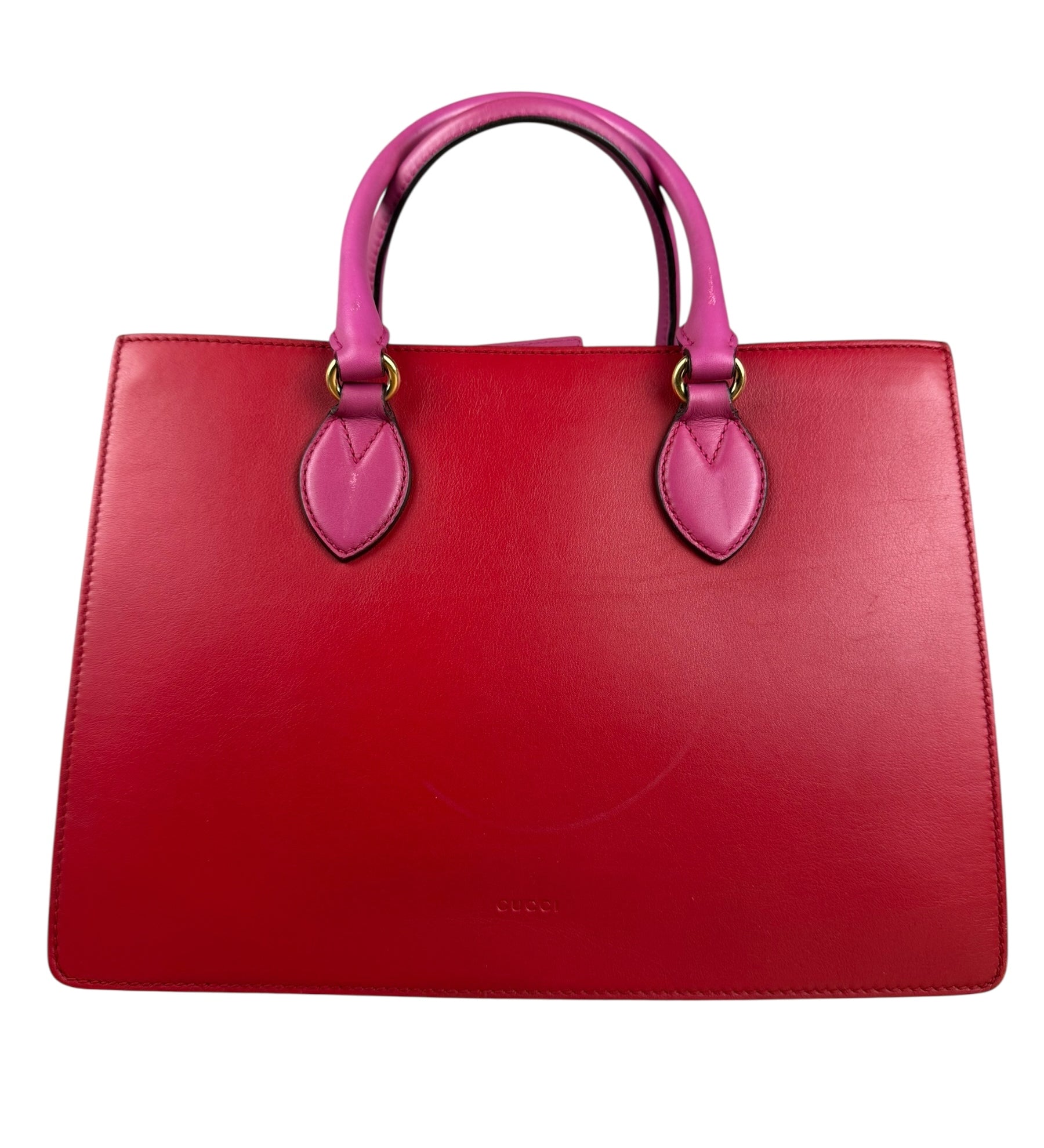 Gucci Pink/Red Leather Open Top Handbag