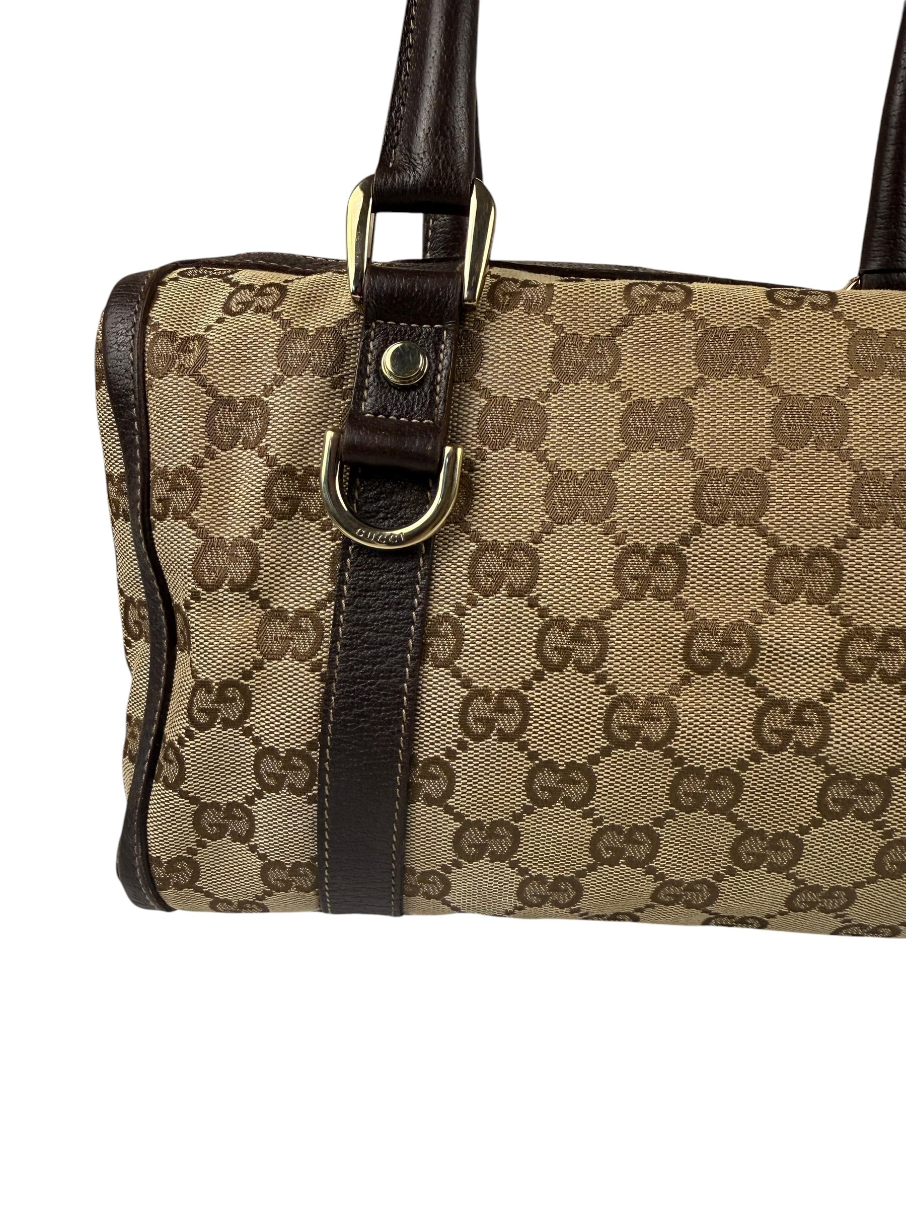 Gucci GG Canvas Top Handle Mini Boston Handbag