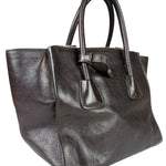 Prada Dark Brown Calf Leather Glace Twin-Pocket Tote