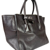 Prada Dark Brown Calf Leather Glace Twin-Pocket Tote