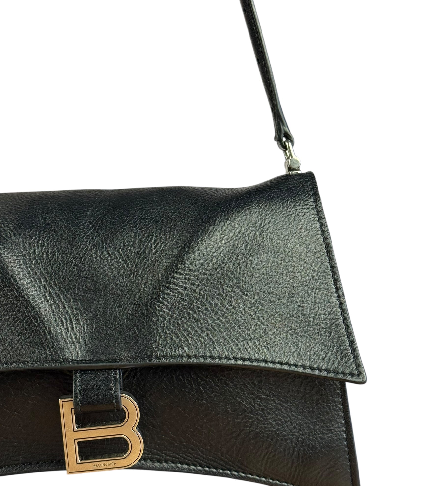 Balenciaga Crush Sling Shoulder Bag Black Leather