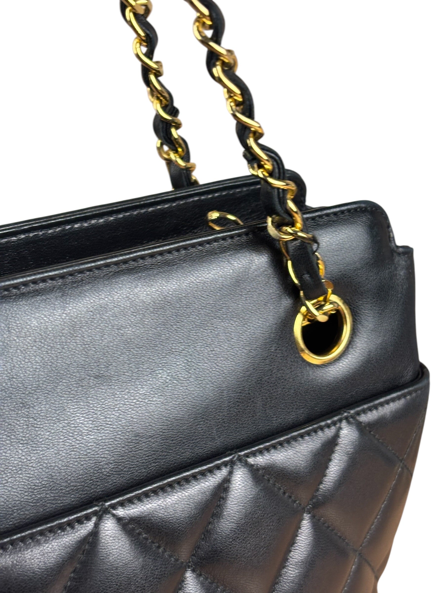 Chanel Vintage Black Quilted Leather Chain Tote/Shoulder Bag 1999