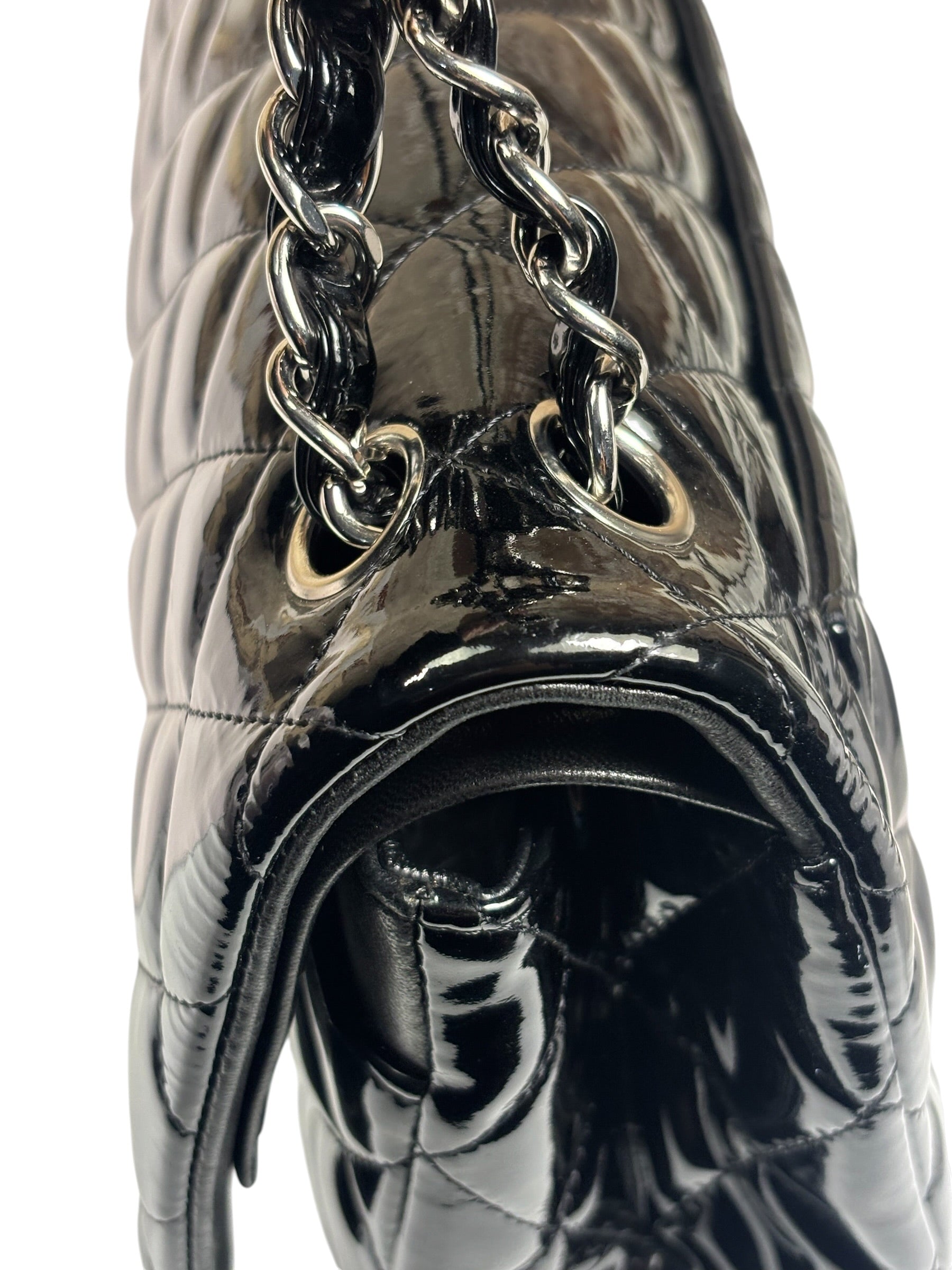Chanel Black Quilted Patent Leather Double Flap Bag 2011