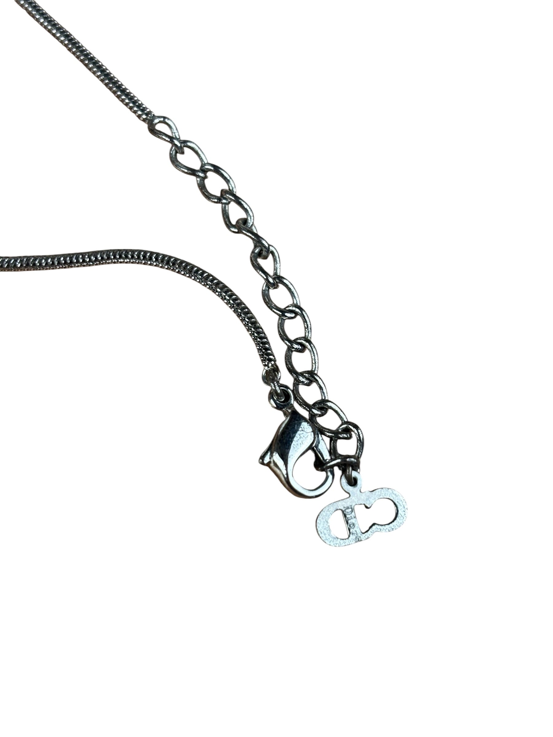 Christian Dior Dainty Sterling Silver Heart Pendant Necklace