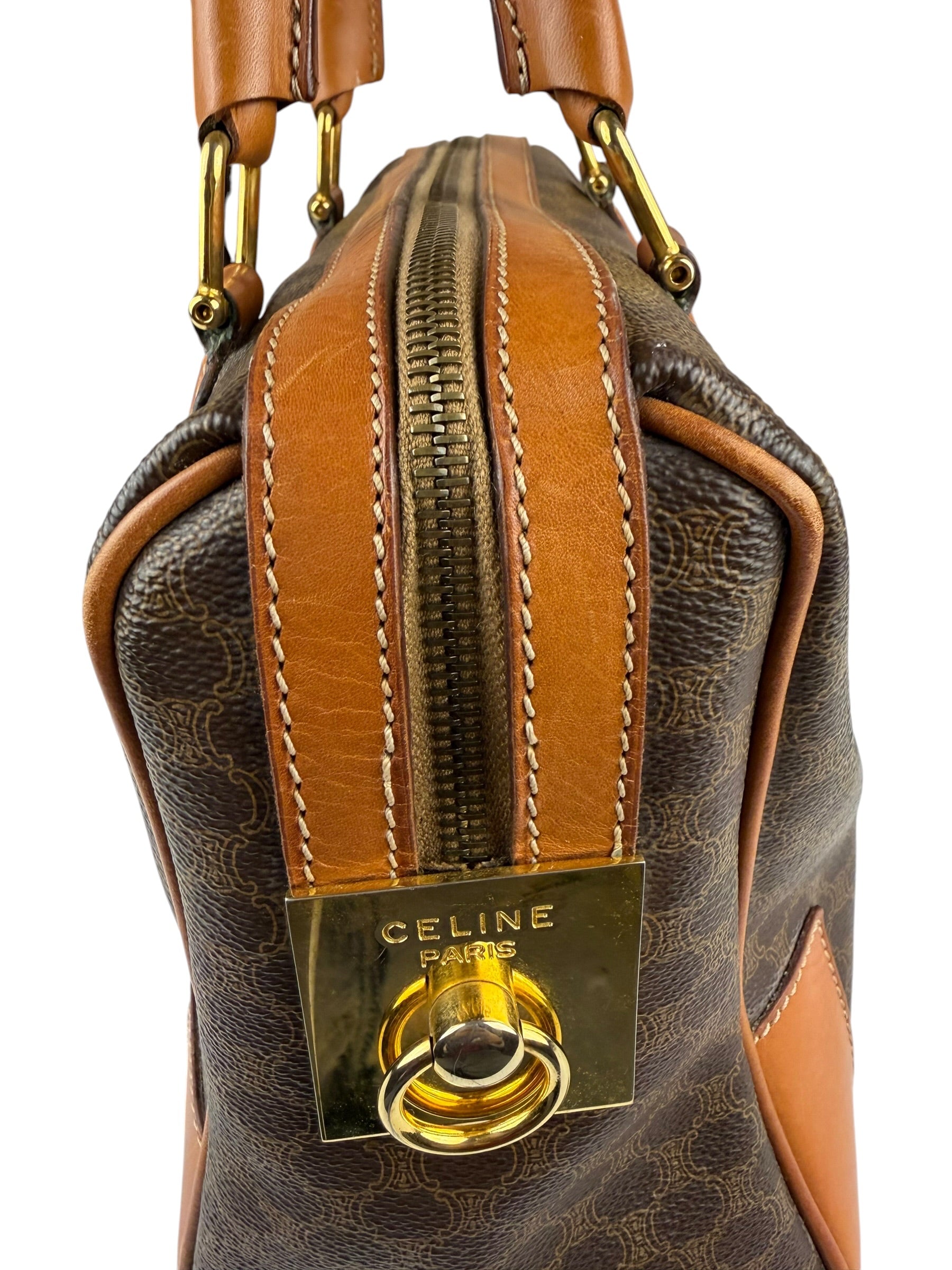 Celine Vintage Macadam Canvas Boston Bag