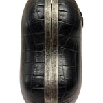 Yves Saint Laurent Black Crocodile-Embossed Love Box Clutch