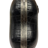 Yves Saint Laurent Black Crocodile-Embossed Love Box Clutch