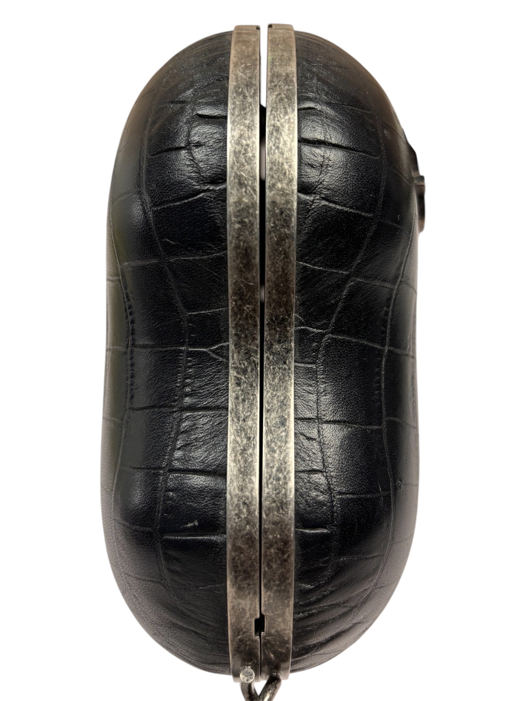 Yves Saint Laurent Black Crocodile-Embossed Love Box Clutch