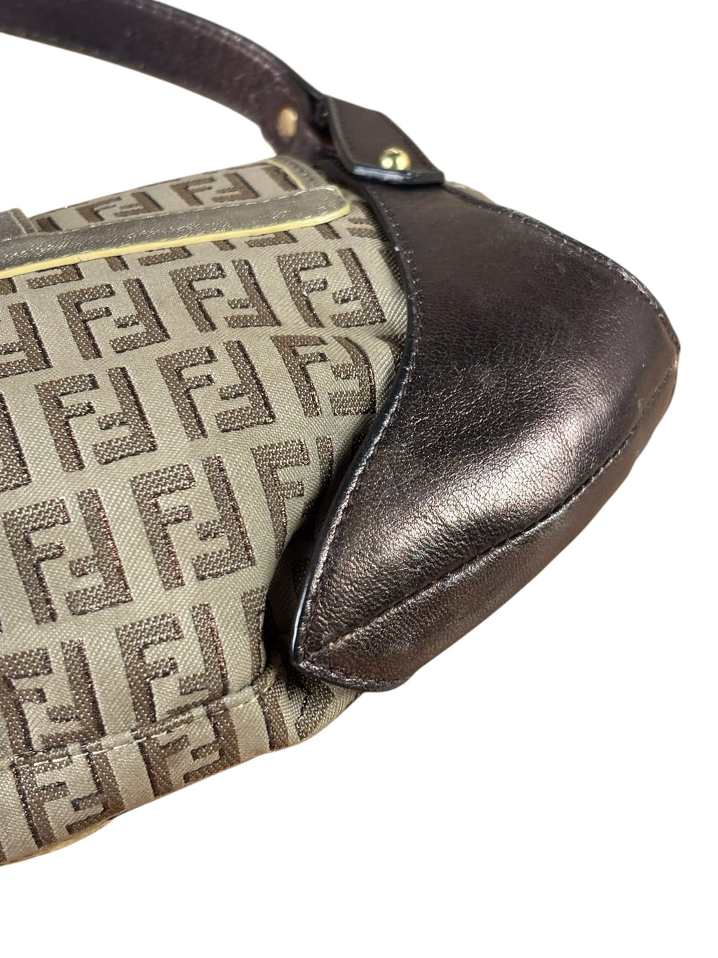 Fendi Colorblock Leather Trim Zucca Compilation Baguette