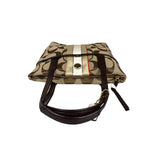Coach Vintage Leather Trim Signature Multi Stripe Tote Bag