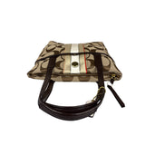 Coach Vintage Leather Trim Signature Multi Stripe Tote Bag