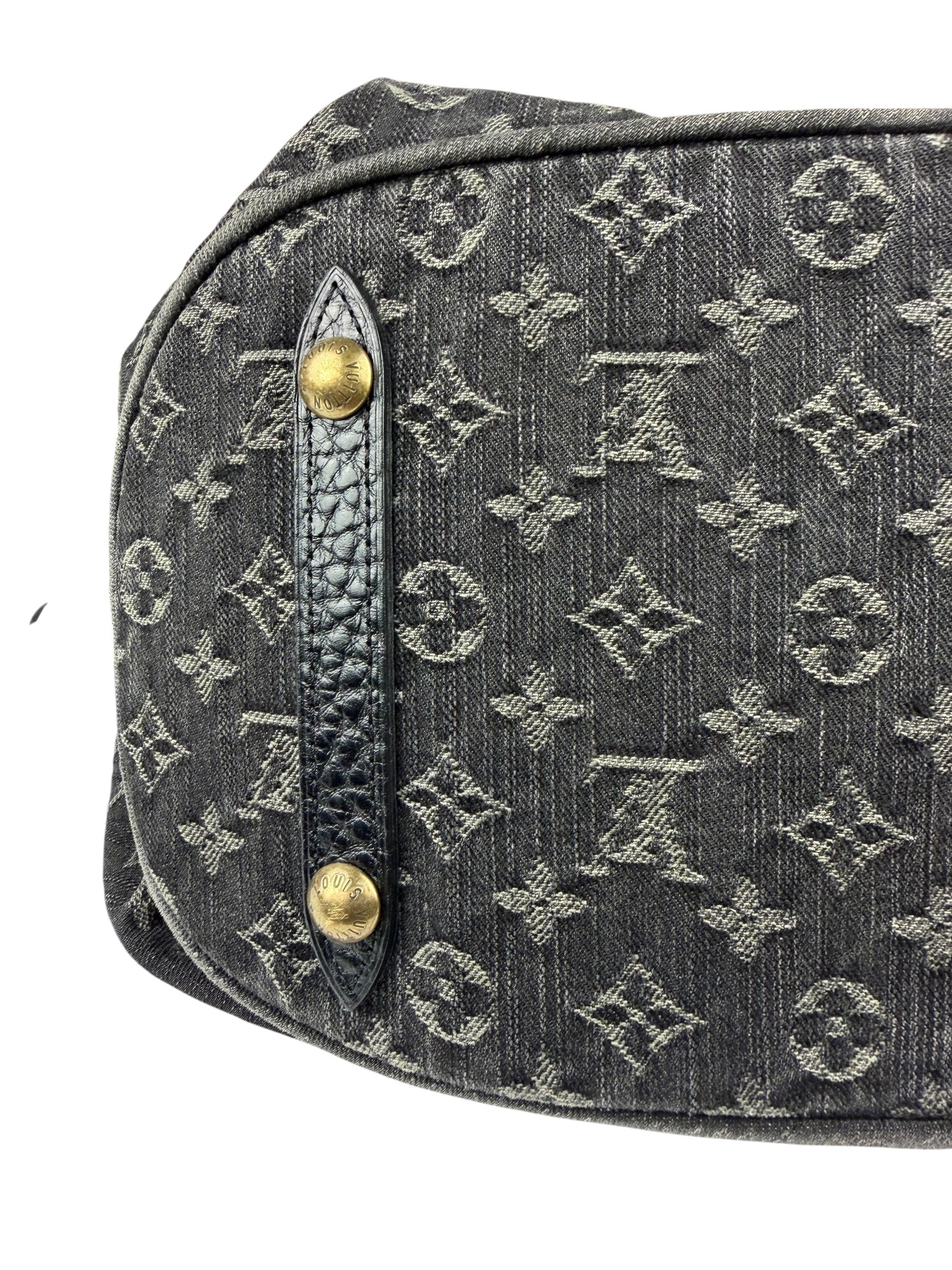 Louis Vuitton Black Denim Mahina Hobo Bag XL