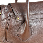 Prada Rich Brown Vitello Daino Sound Lock Satchel Shoulder Bag