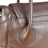 Prada Rich Brown Vitello Daino Sound Lock Satchel Shoulder Bag