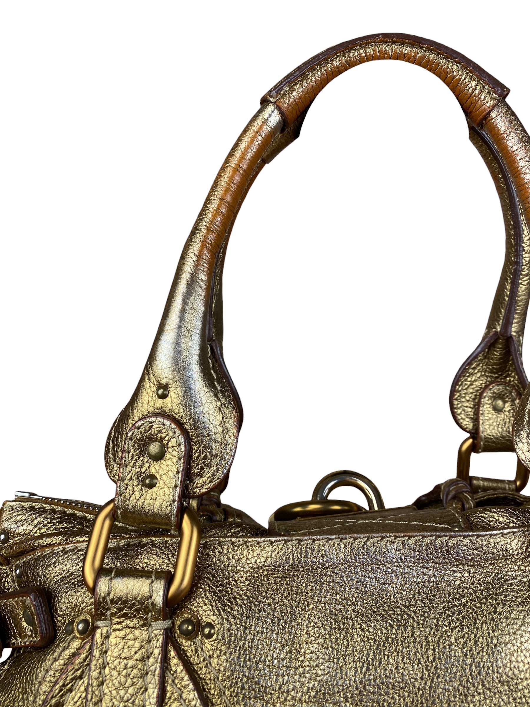 Chloé Vintage Gold Metallic Paddington Bag
