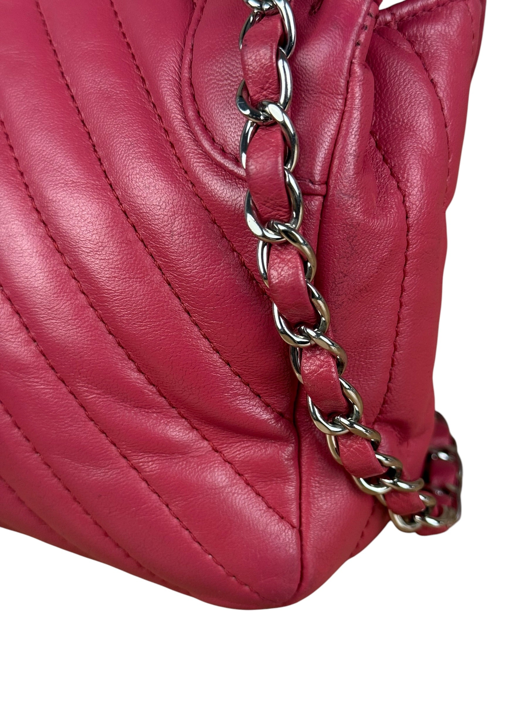 Chanel Pink Chevron Quilted Leather Medium Flap Bag 2018