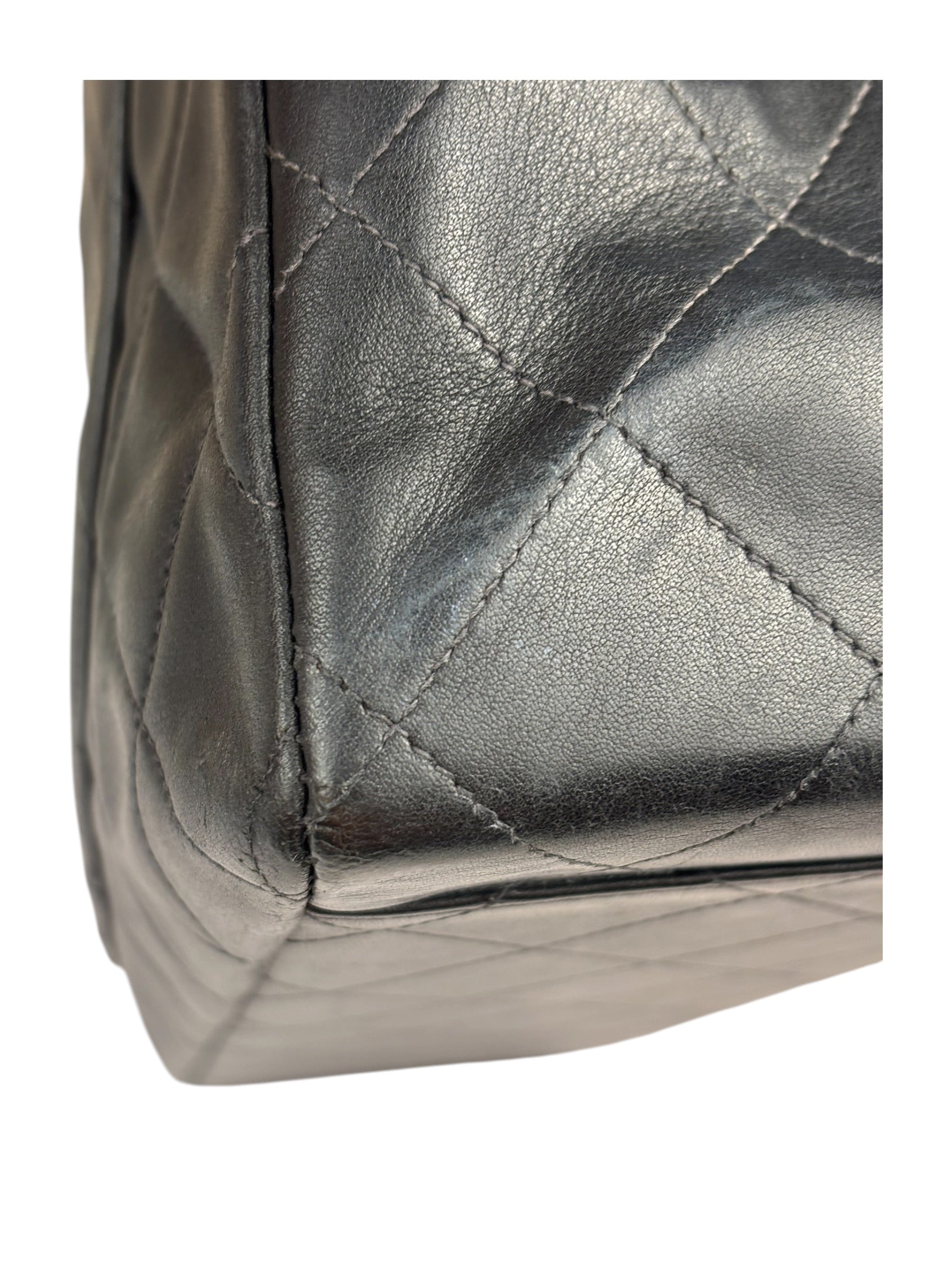 Chanel Black Quilted Leather Jumbo Flap Bag 1995