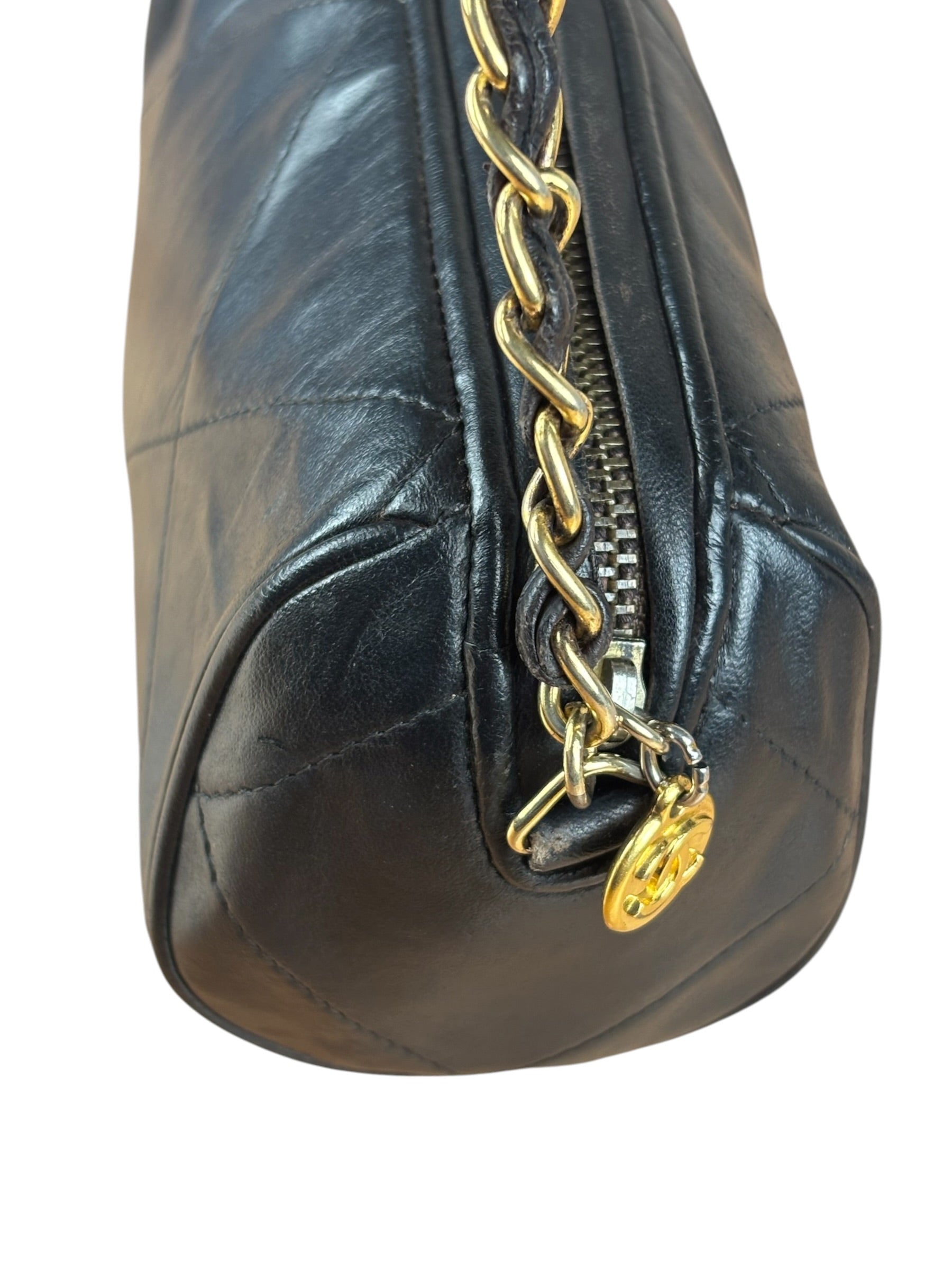 Chanel Black Quilted Leather CC Tassel Barrel Mini Chain Bag