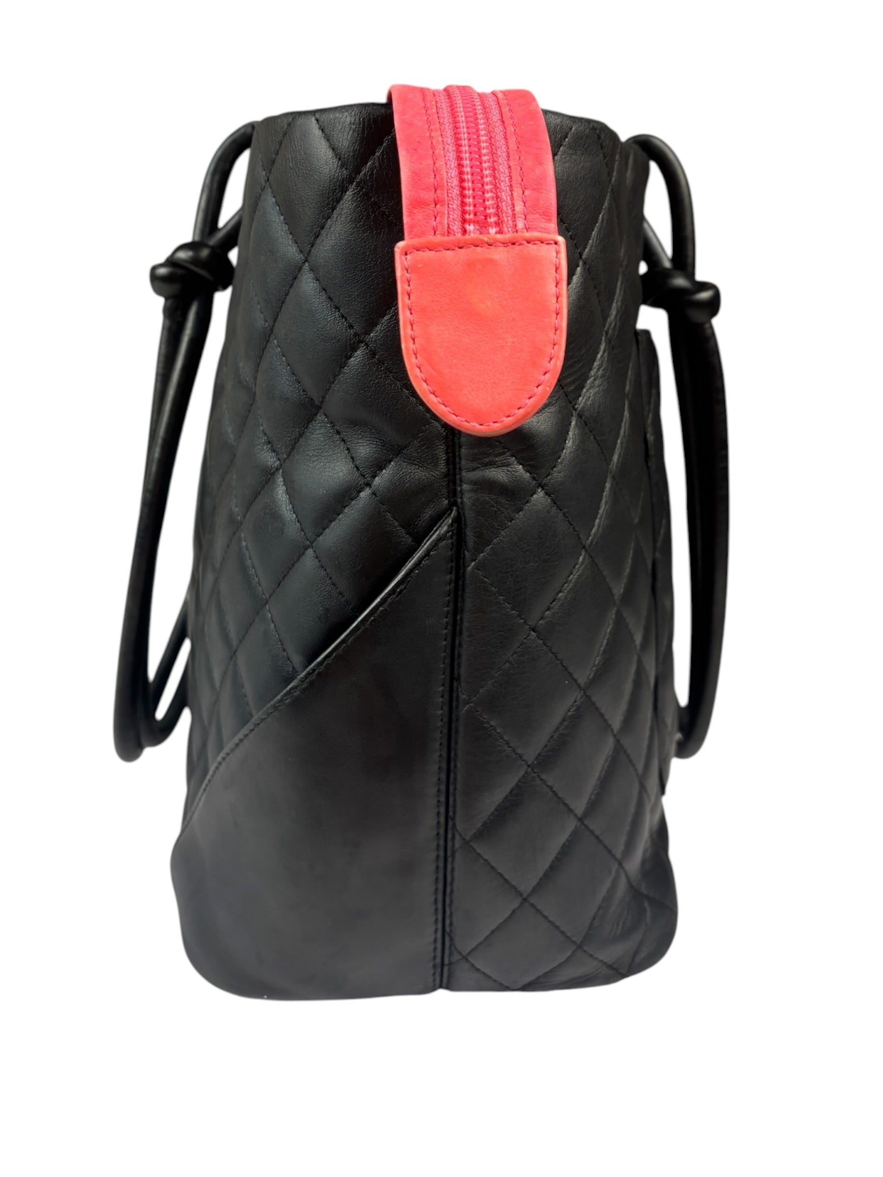 Chanel Black Quilted Leather Ligne Cambon Tote Mid 2000's