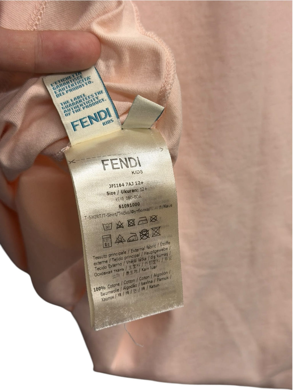 Fendi Kids Light Pink Half Sleeve Baby Tee