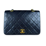Chanel Black Quilted Single Flap Bag 1988