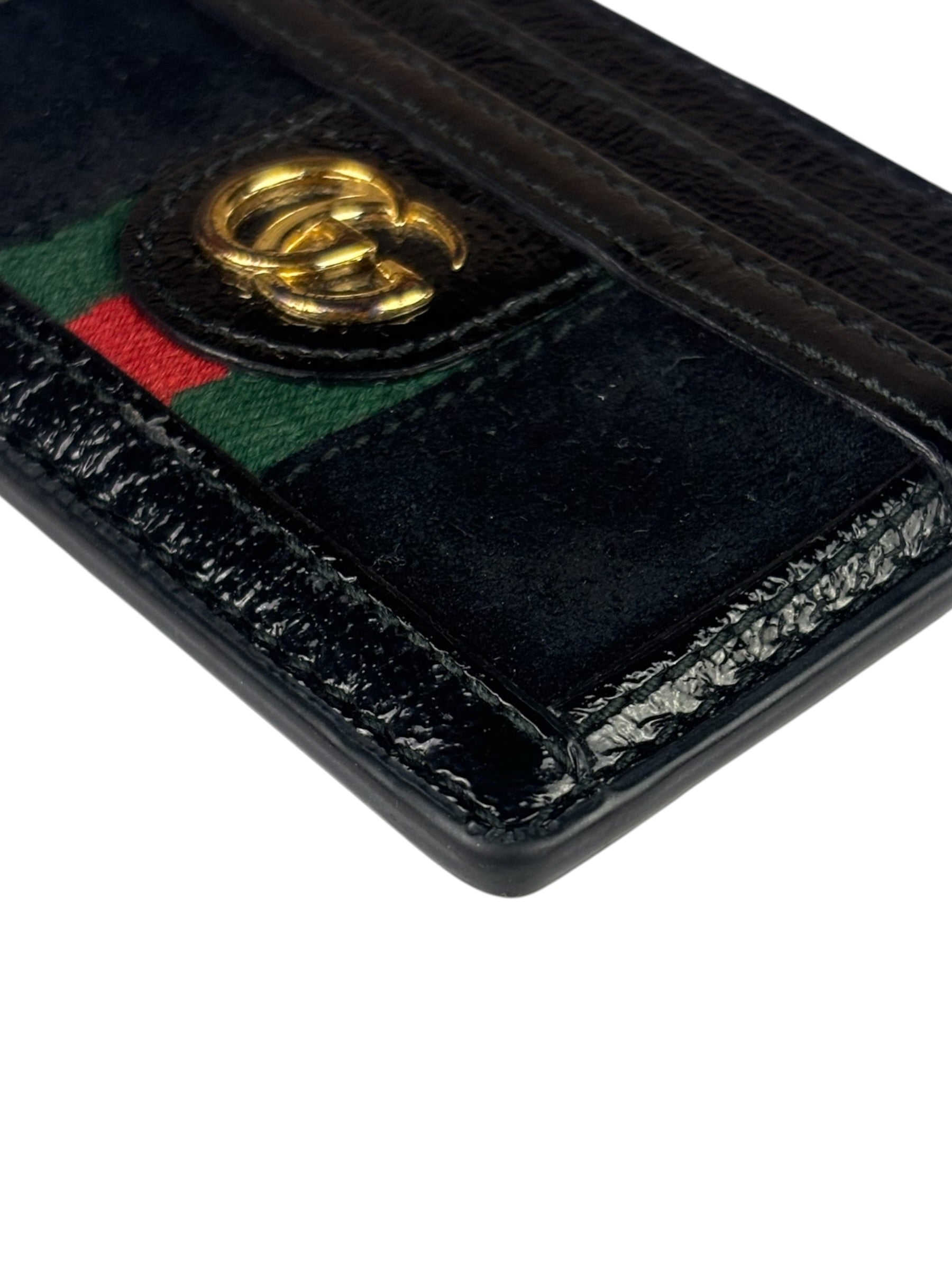 Gucci Black Patent Leather Ophidia Card Case