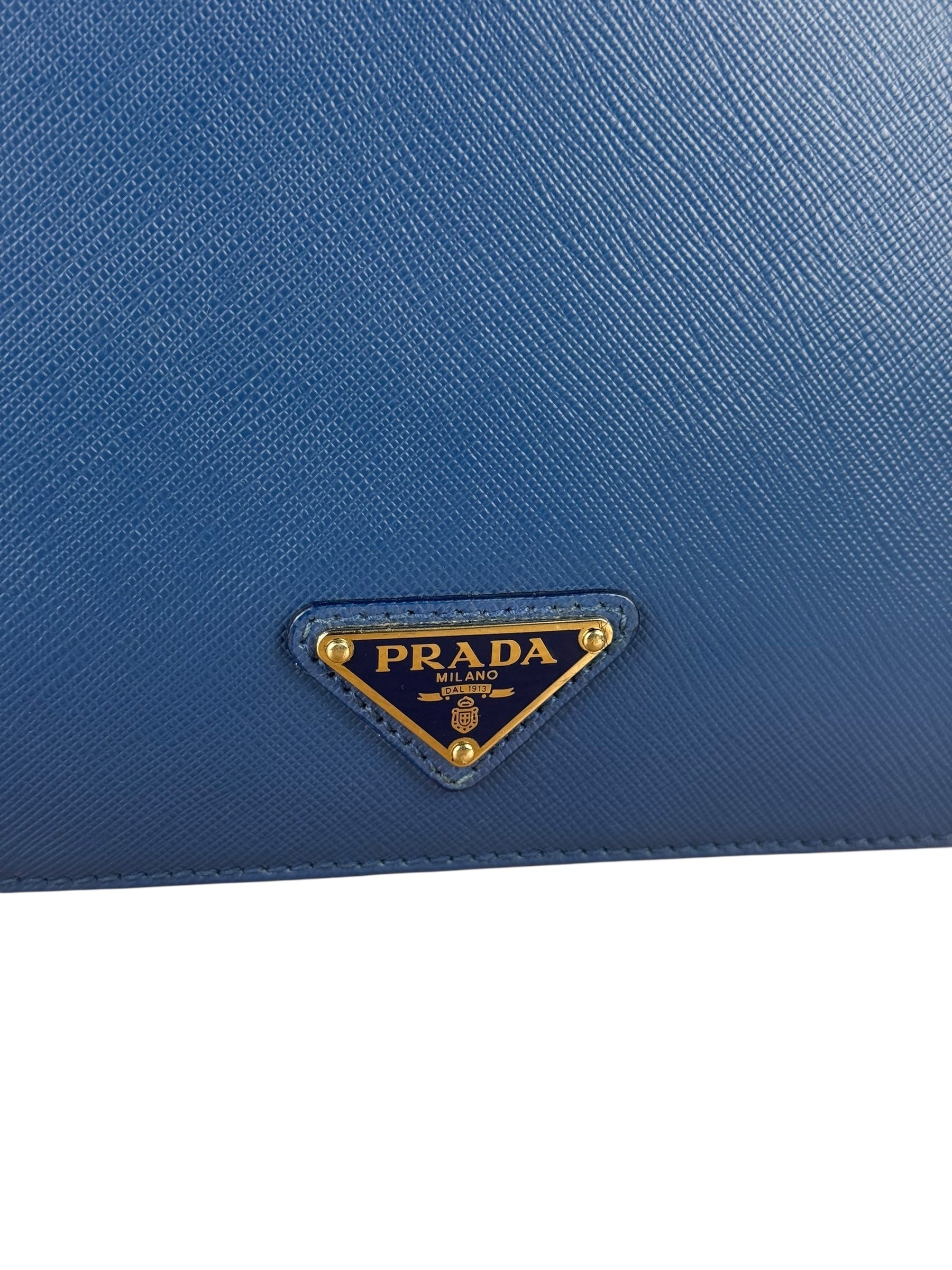 Prada Blue Saffiano Leather 2Way Briefcase Bag