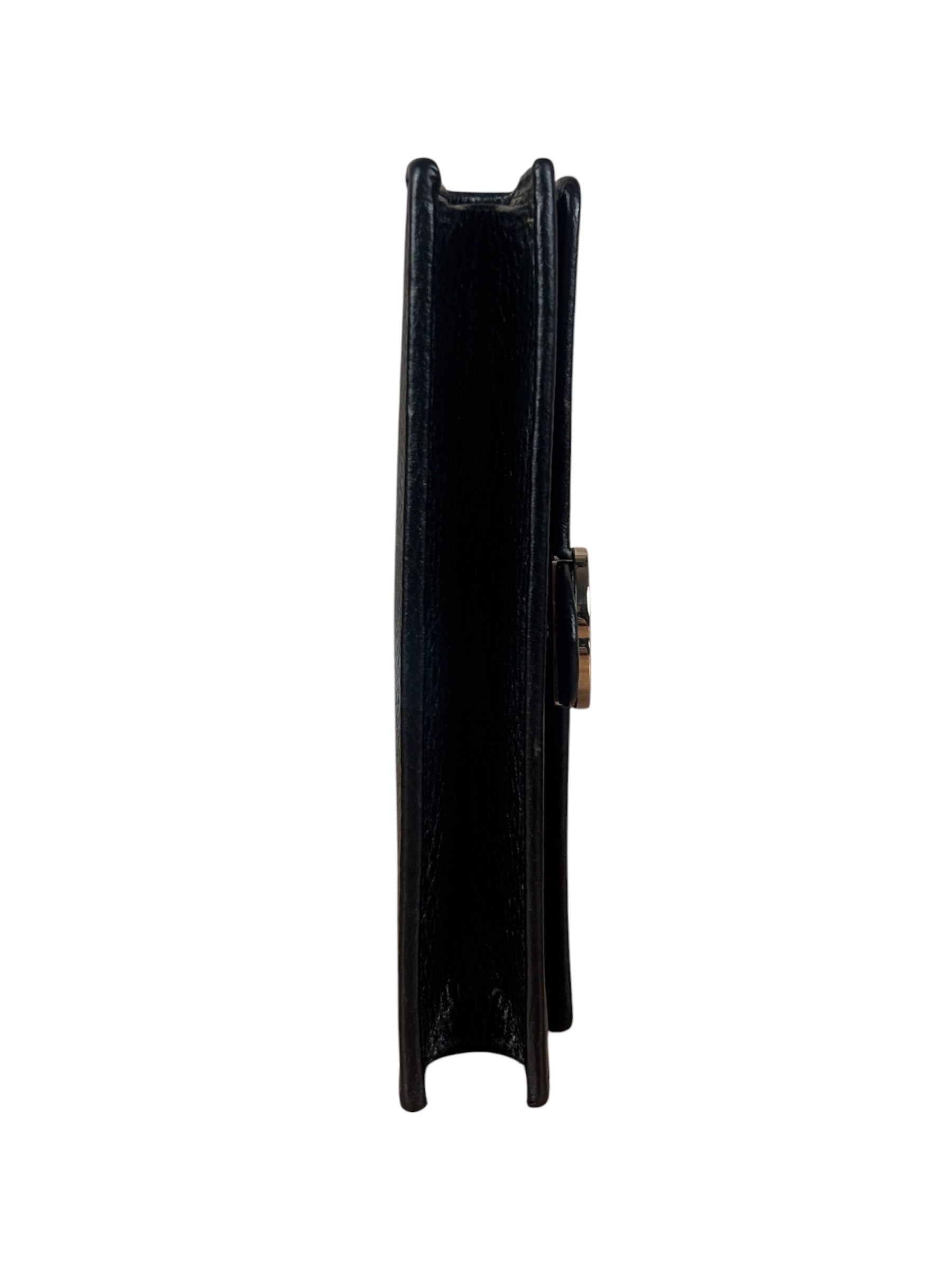 Gucci Black Interlocking G Leather Wallet on Chain
