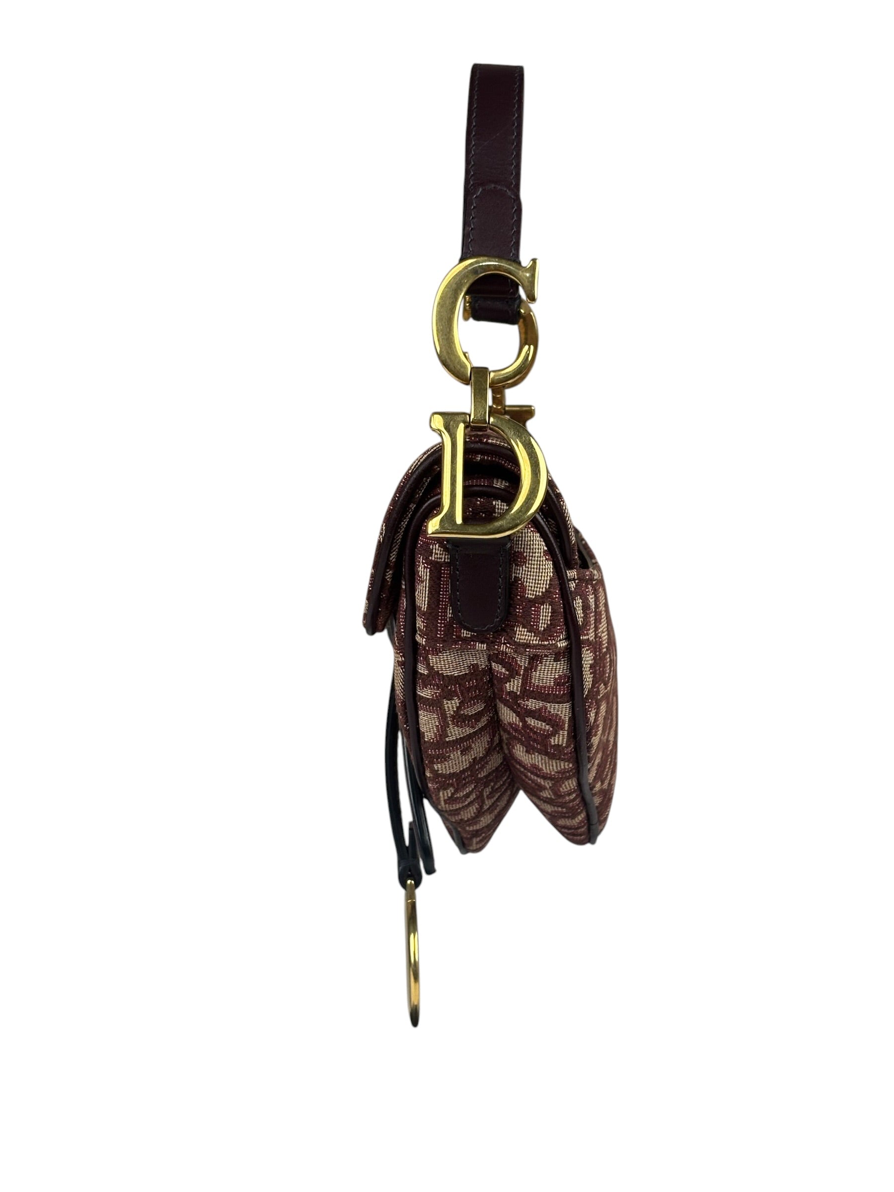 Christian Dior Burgundy Trotter Mini Saddle Bag
