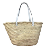 Versace Large White Raffia/Leather Shoulder Tote