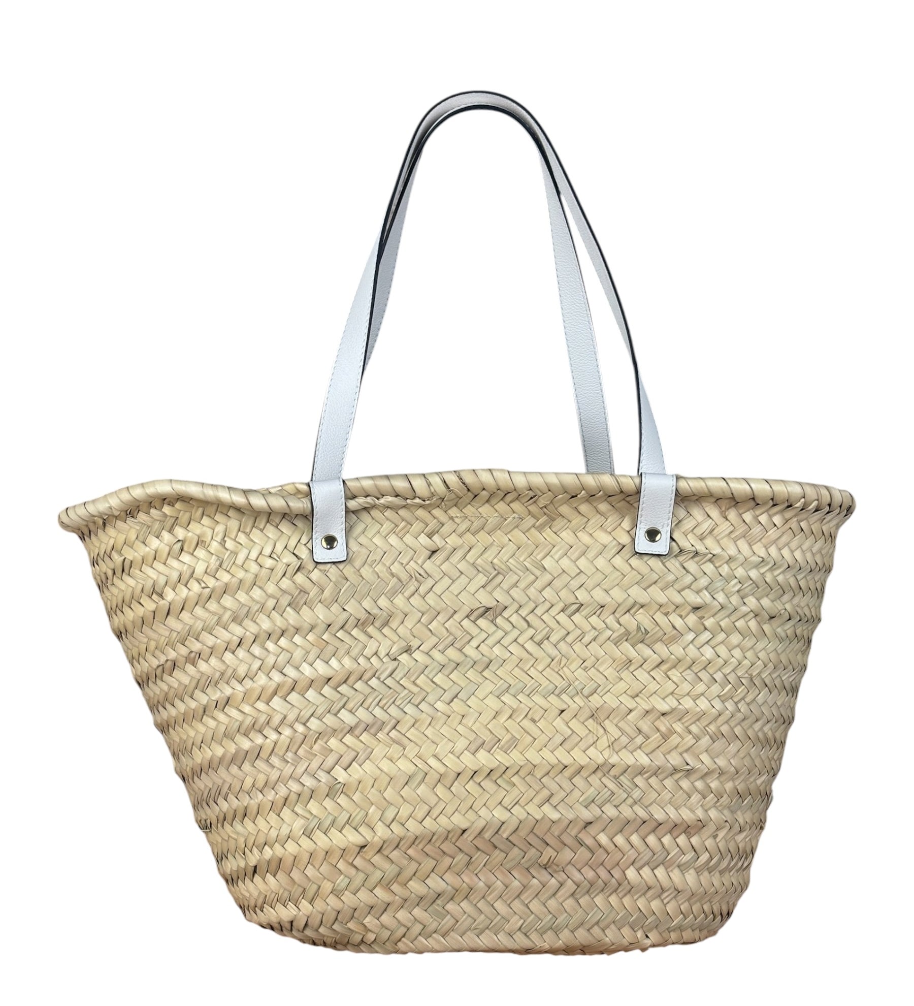 Versace Large White Raffia/Leather Shoulder Tote