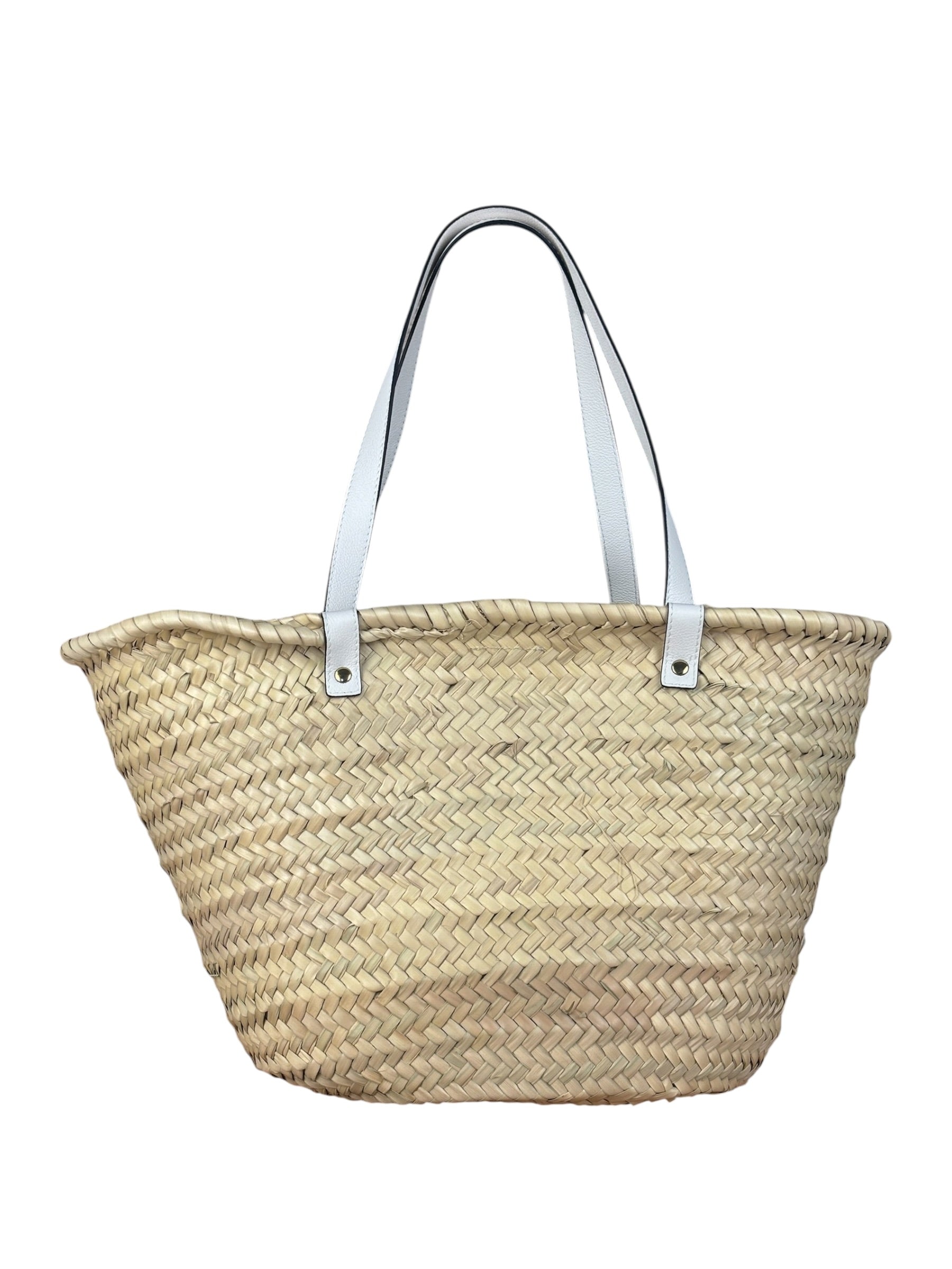 Versace Large White Raffia/Leather Shoulder Tote