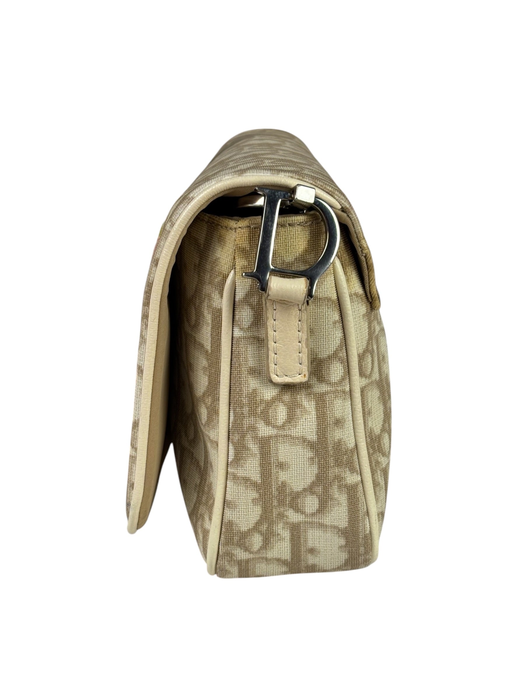 Christian Dior Trotter Flower Embroidered Flap Crossbody