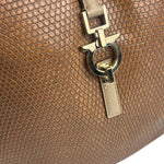 Salvatore Ferragamo Brown Lizard-Embossed Hobo Bag