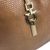 Salvatore Ferragamo Brown Lizard-Embossed Hobo Bag