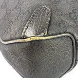 Gucci Black Leather Trim Horsebit GG Chain Shoulder Bag