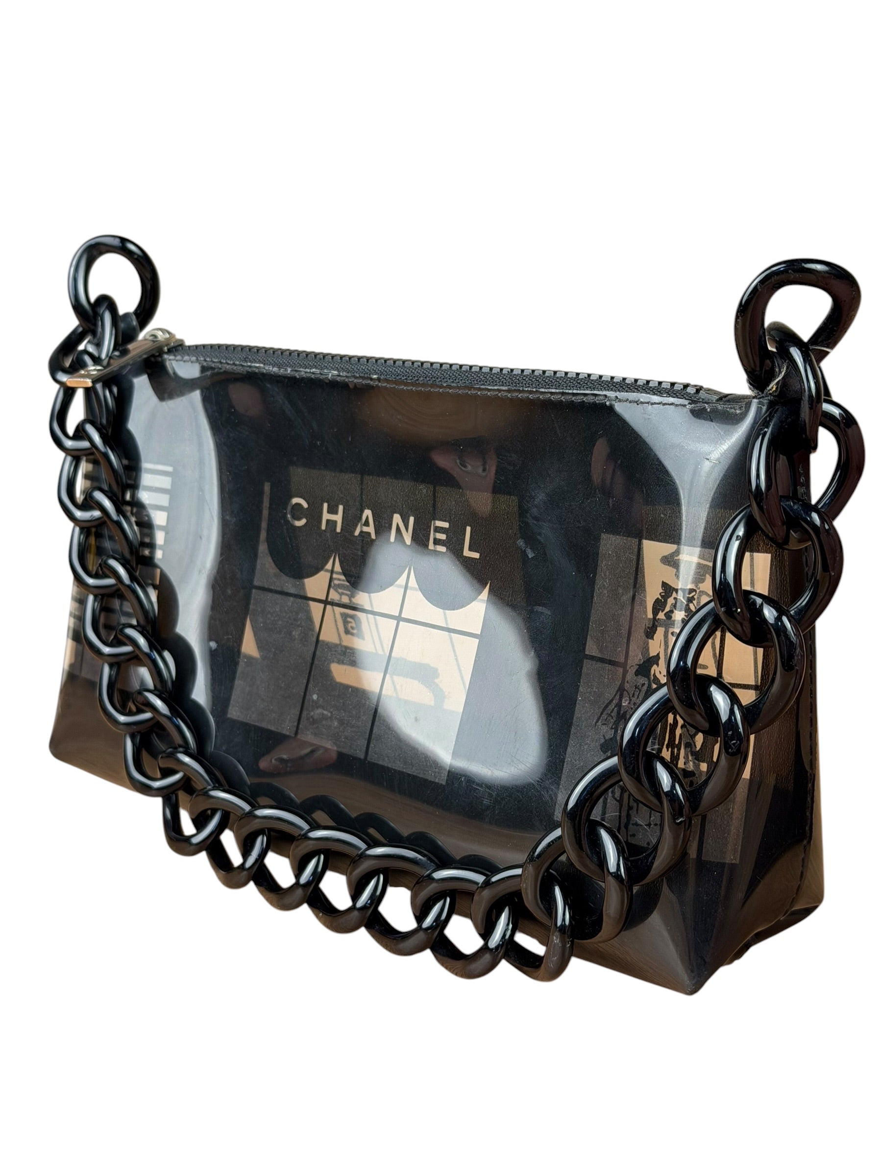 Chanel Black PVC Vinyl Coco Windows Pochette 2003