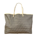 Fendi Vintage Beige Canvas Zucca Shoulder Tote