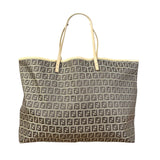 Fendi Vintage Beige Canvas Zucca Shoulder Tote