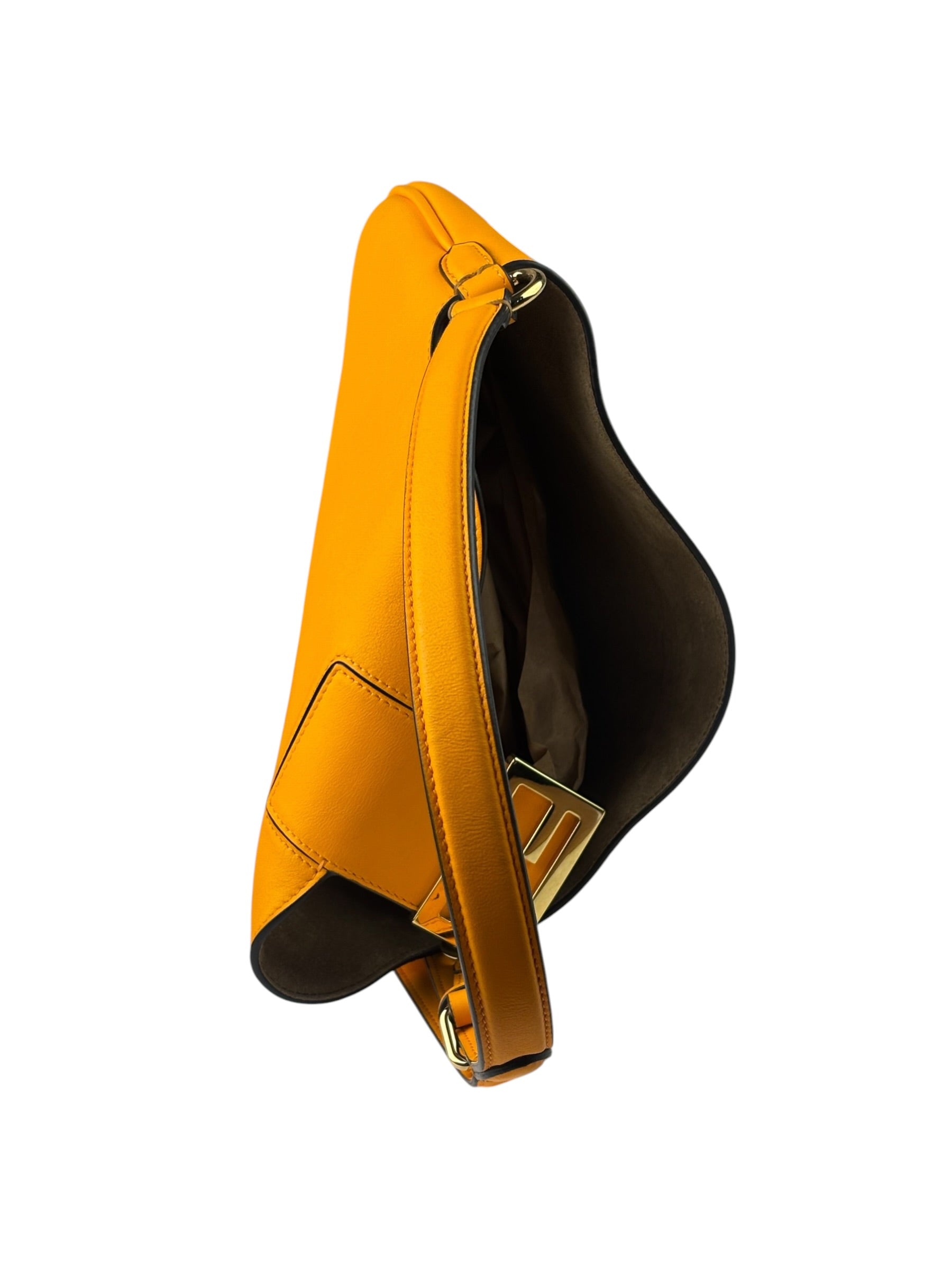 Fendi Orange Leather Small Croissant Hobo Bag
