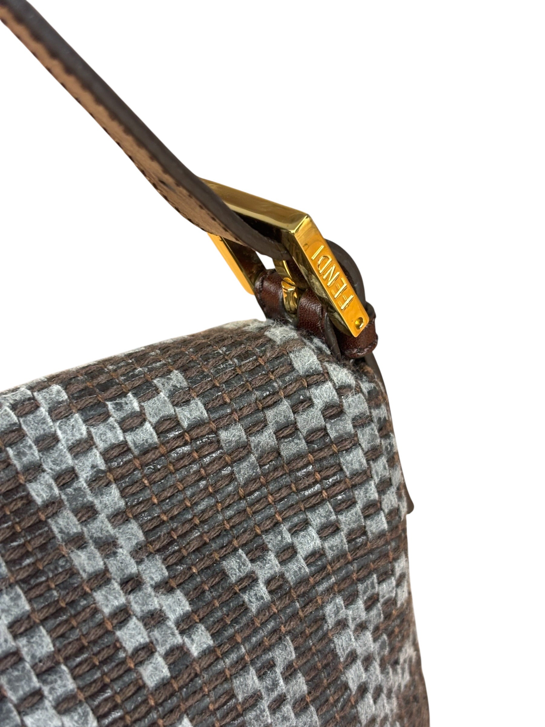 Fendi Vintage Brown/Grey Woven Baguette