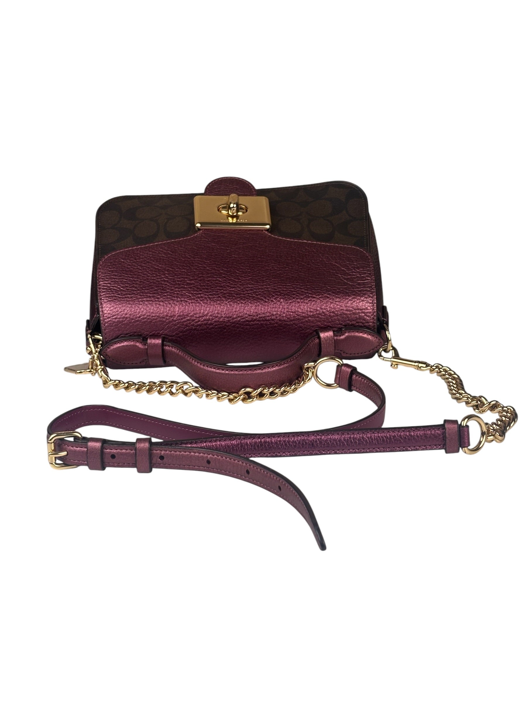 Coach Metallic Berry Leather Signature Cassidy Two-Way Bag