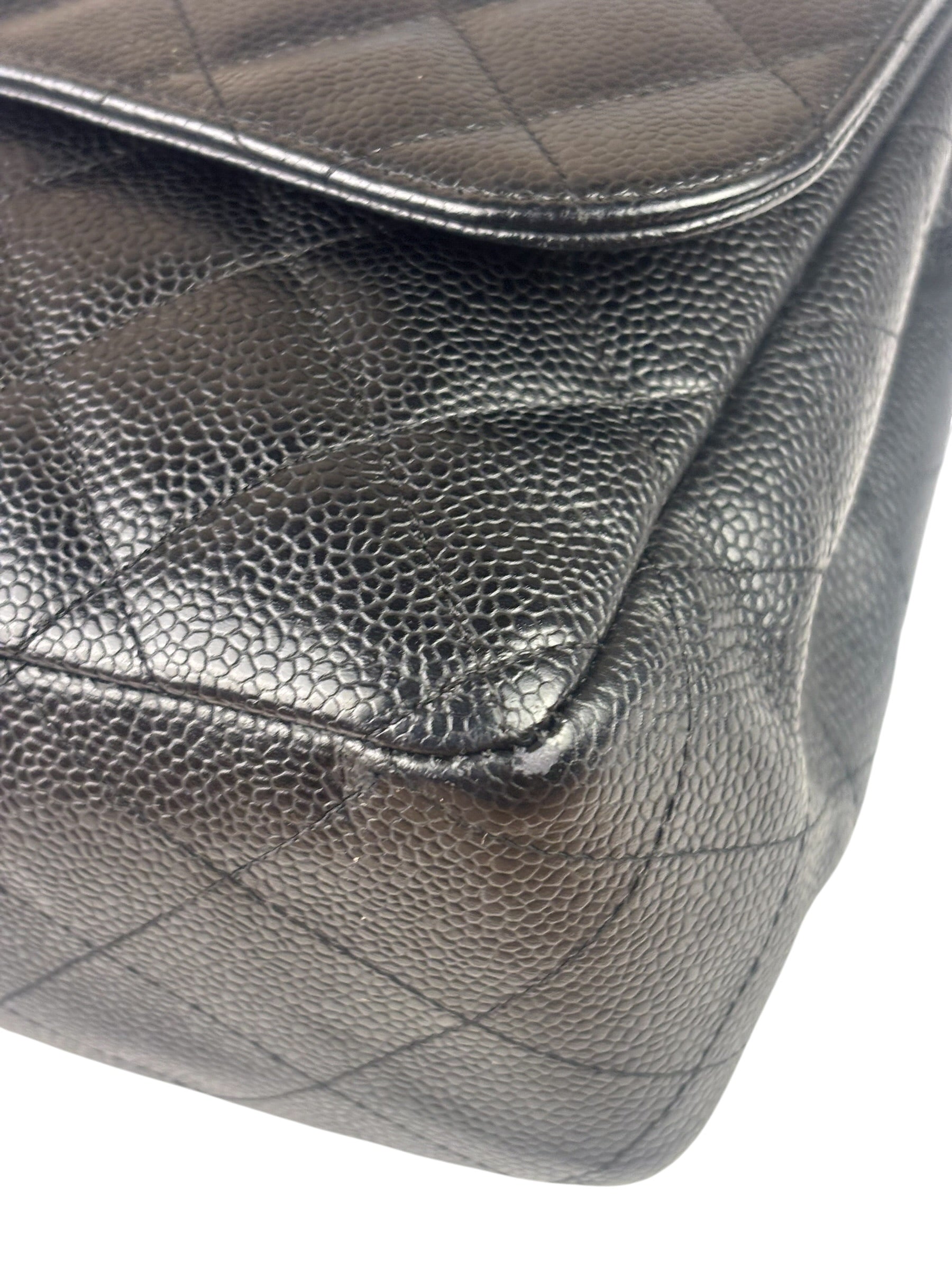 Chanel Black Caviar Quilted Flap Large Flap Bag 2006