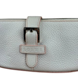 Loewe White Pebbled Leather Pink Trim Mini Boat Pochette
