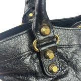 Balenciaga Black Lambskin Moto City Two-Way Bag