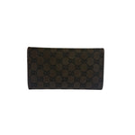 Gucci Brown Leather Trim GG TriFold Long Wallet