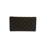 Gucci Brown Leather Trim GG TriFold Long Wallet