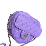 Chanel CC In Love Purple Quilted Leather Heart Bag 2022